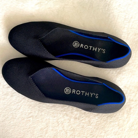Rothy's Shoes - Rothy’s Solid Black Flats Round Toe Blue Halo Size 11 Excellent Condition